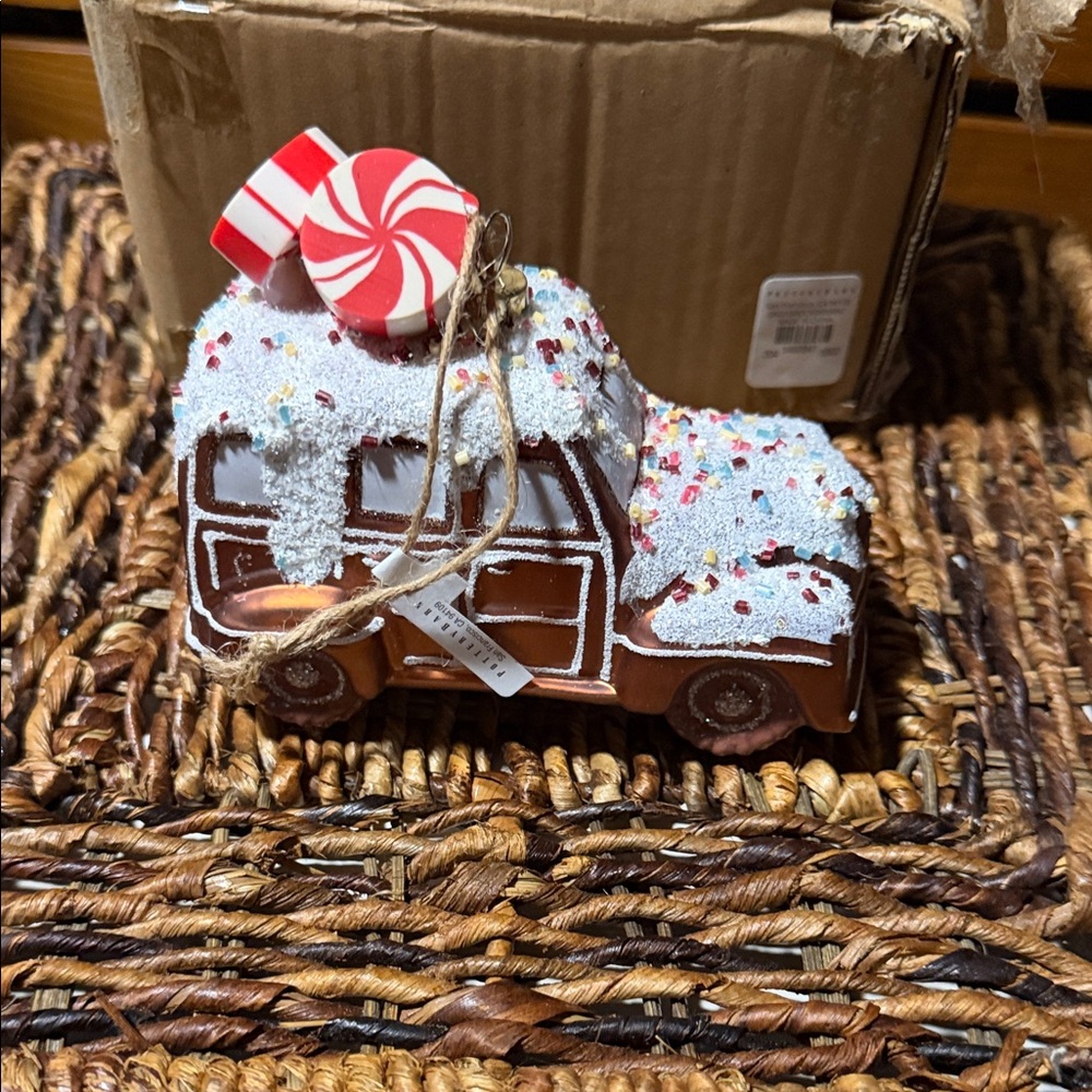 Pottery Barn Gingerbread Peppermint Car Ornament BNWT - Picture 1 of 5